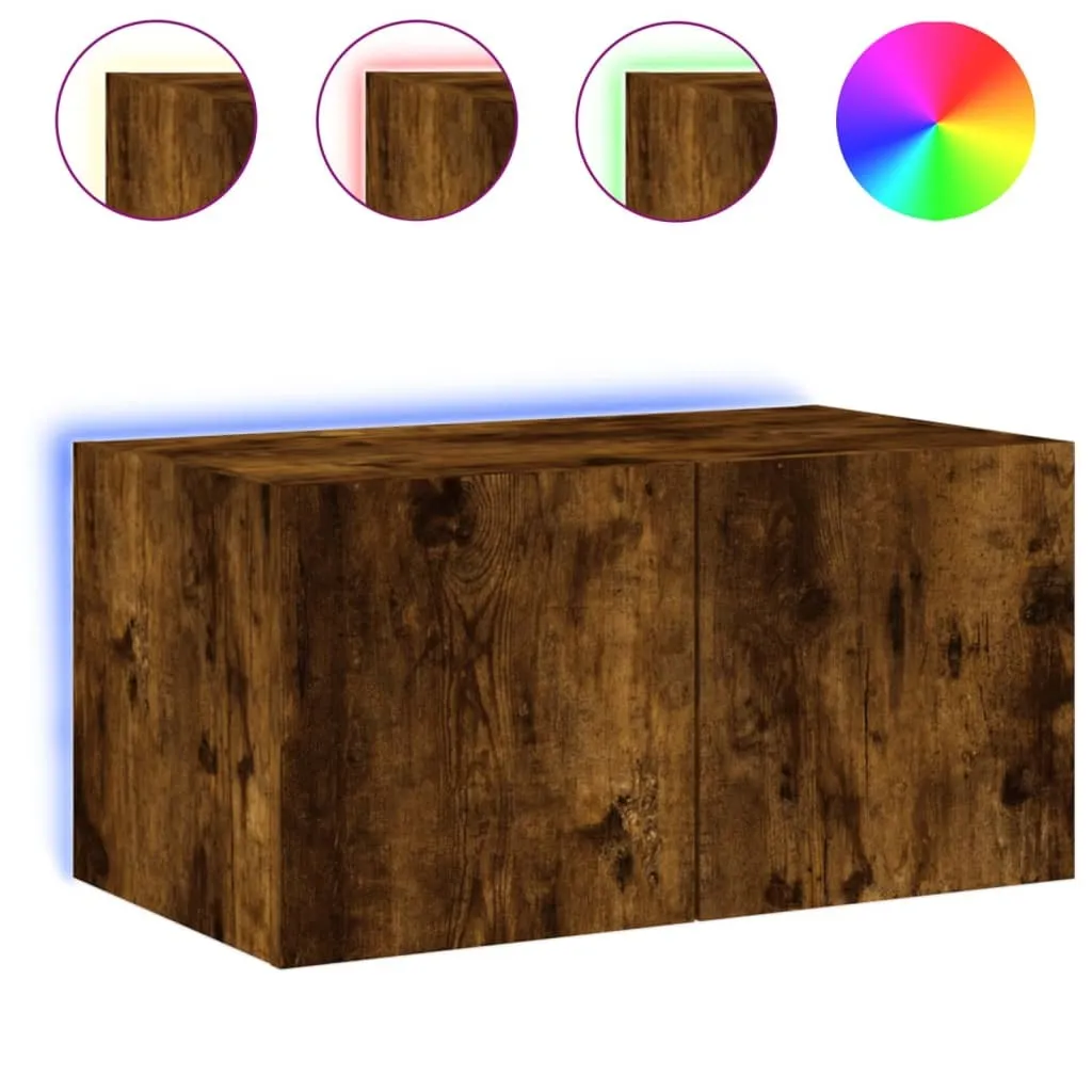 SYFAX™ Mobile TV Sospeso Rovere Fumo con LED - Eleganza a Parete 60cm