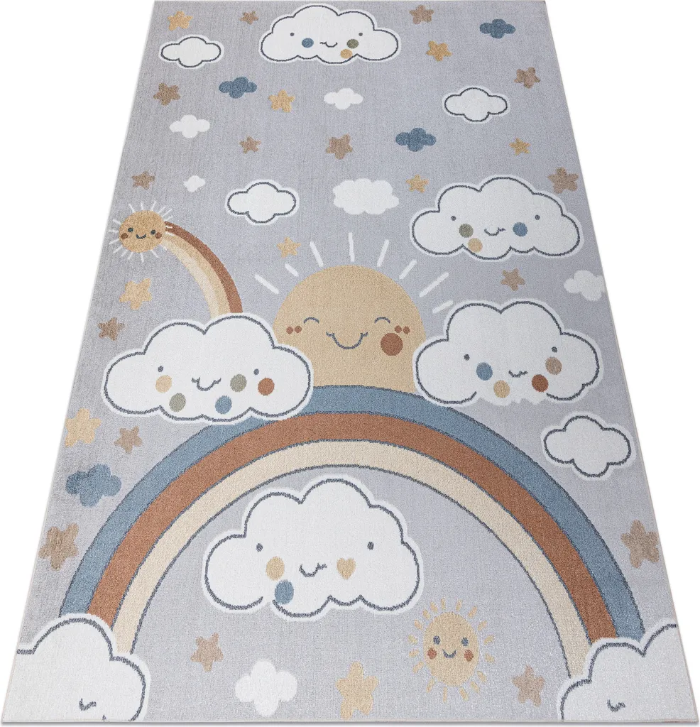 Tapis BONO 8437 Nuages Ciel Gris Clair et Crème - Format 160x220 cm
