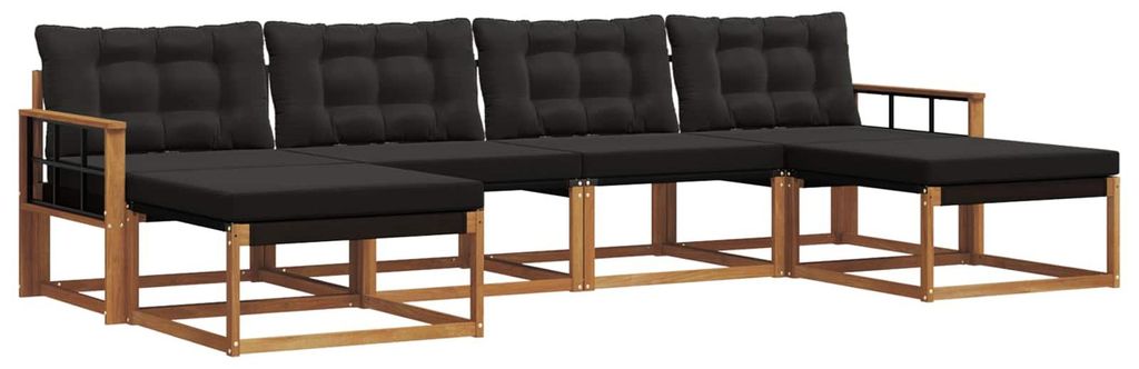 vidaXL Outdoor-Sofagarnitur mit Kissen 6 pcs Natürlich und Schwarz