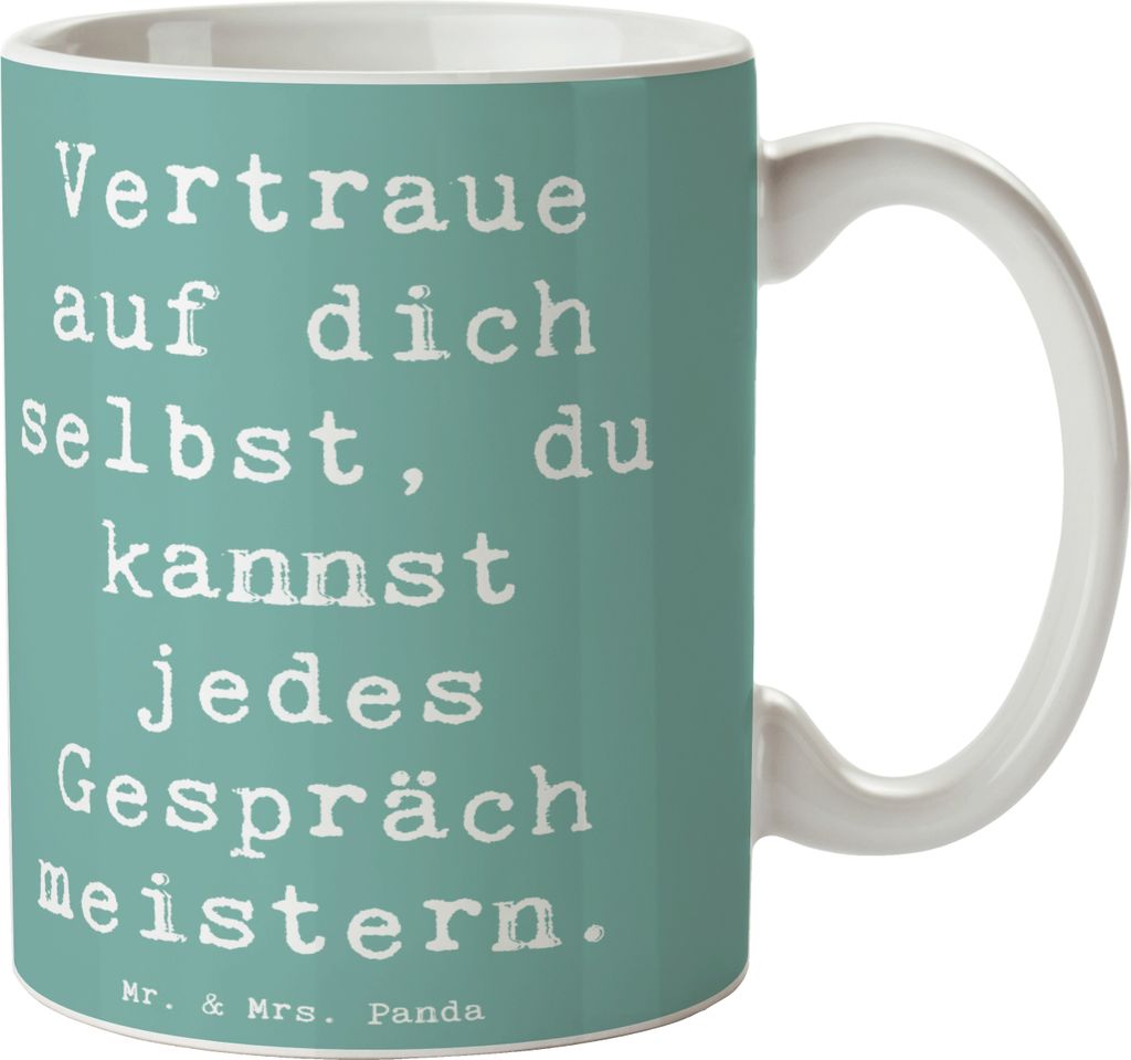 Mr. & Mrs. Panda Kaffeebecher Spruch Ein schwieriges Gespräch führen - Meeresbrise - Geschenk, Becher, Tasse, Trost, Hoffnung, Kaffeetasse, mutig...