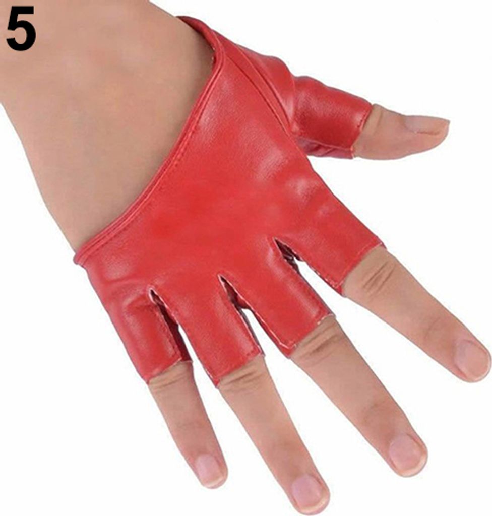 Mode y Frauen Mädchen Halbfinger Fingerlose Fahren Tanzhandschuhe Geschenke - (rot)