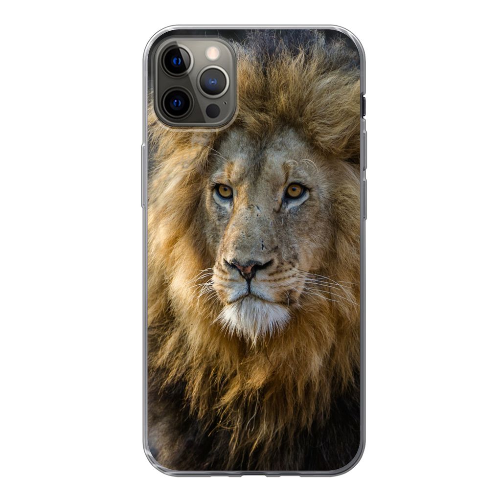 MuchoWow Handyhülle Schutzhülle Hülle für iPhone 13 Pro Max Löwe - Porträt - Wild Silikon Softcase Handy Hülle - Mobiltelefon