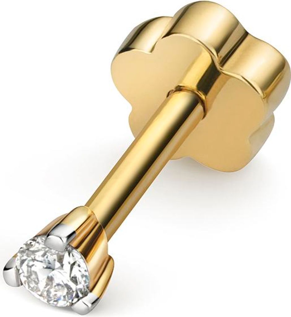 Funkelndes Feuer 18 Karat (750) Gold Damen - Diamant Einzel Knorpel Ohrstecker Brillant-Schliff H - SI2; TRS3472418KY