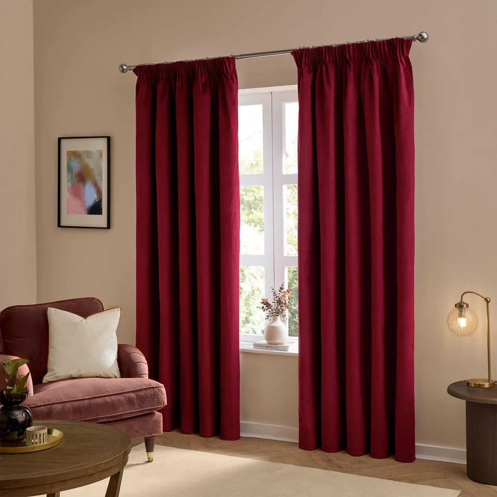 Rideaux plissés pour chambre velours bordeaux 168x137 cm Ultimate