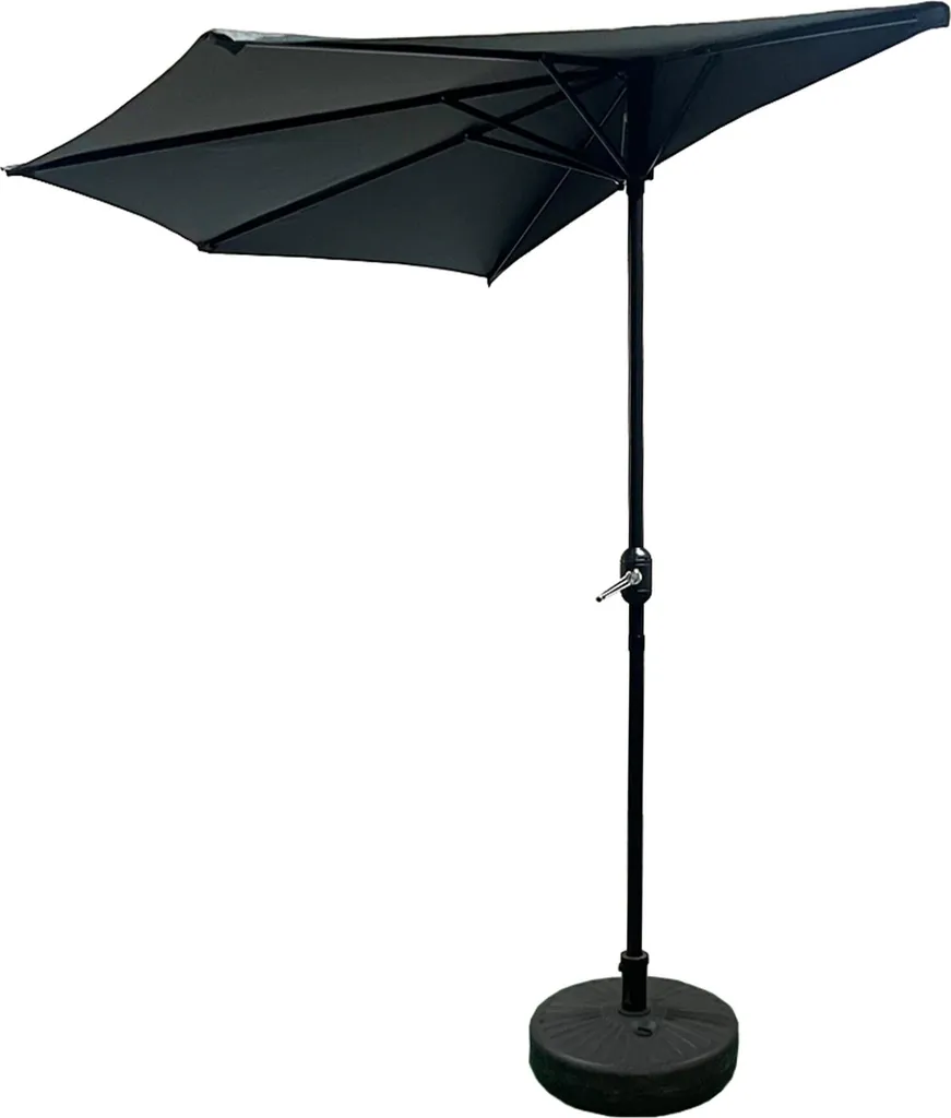 Parasol de balcon demi-lune Aga CLASSIC 270 cm Gris foncé gain de place