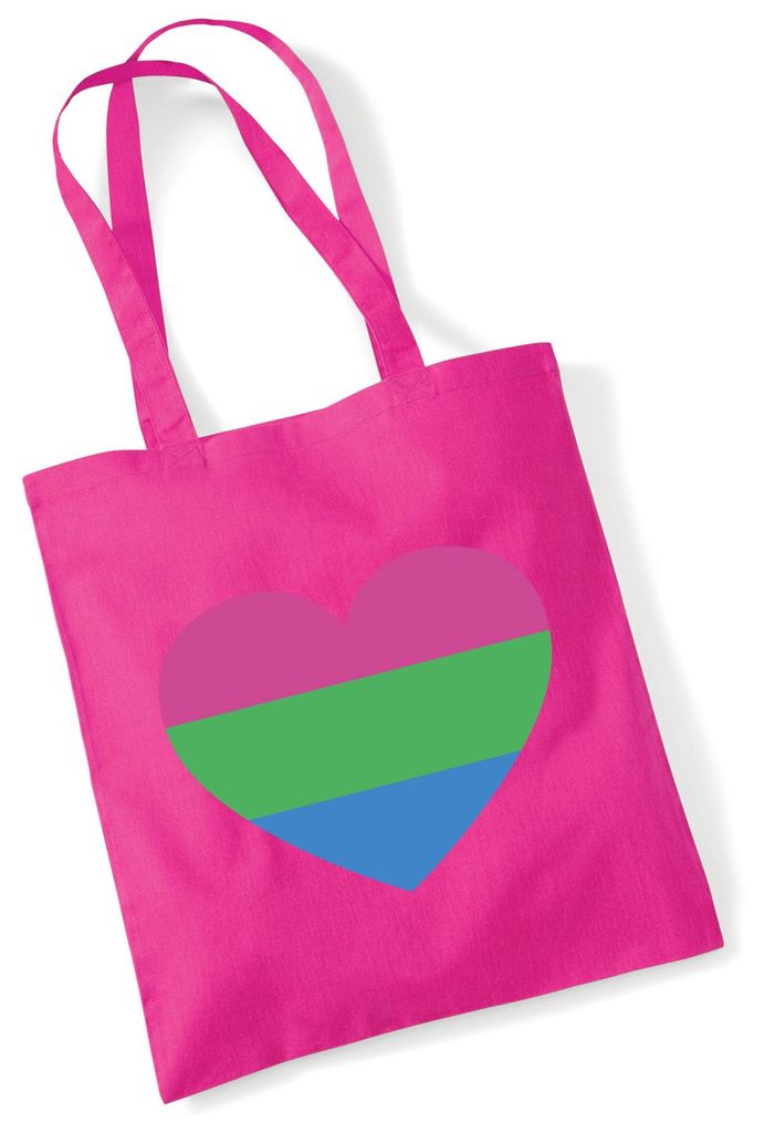 Huuraa Jutebeutel Polyuell Pride Flagge LGBTQ Herz 10 Liter Fuchsia Baumwolle Tasche Geschenkidee