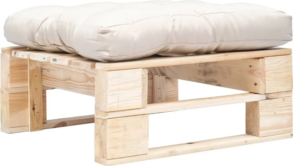 Sgabello Pallet da Esterno 60x60 cm con Cuscino in Legno di Pino