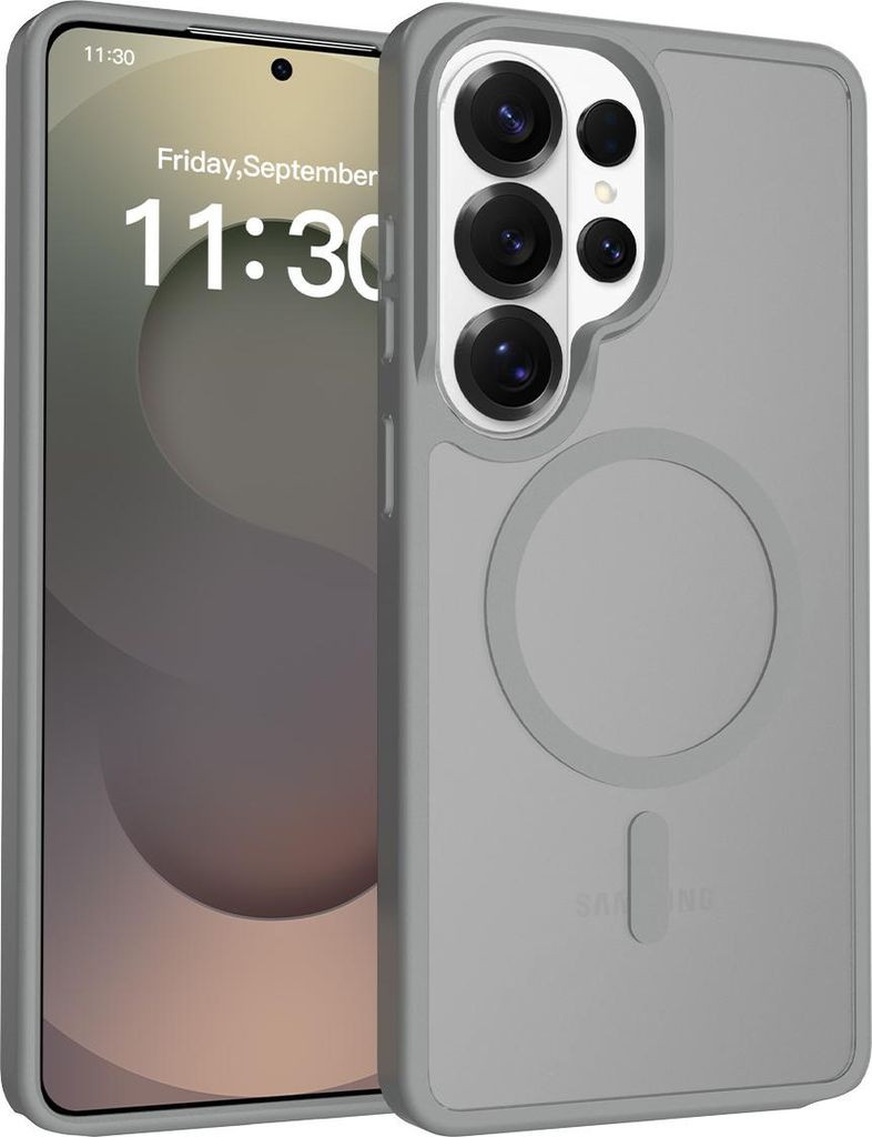 Magnetisch Hülle für Samsung Galaxy S26 Ultra, Kompatibel mit MagSafe, Transluzente Matt Rückseite Stoßfeste Handyhülle Grau