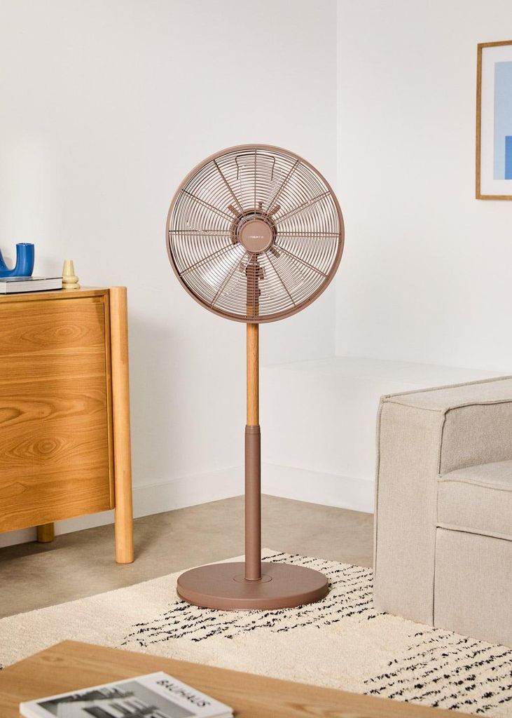 AIR STAND WOOD - Retro Standventilator mit Oszillation 50W Produktbild 