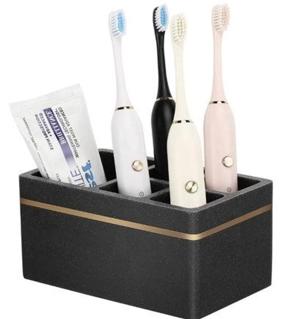 Porte-brosse à dents électrique noir 5 fentes : fini le désordre !