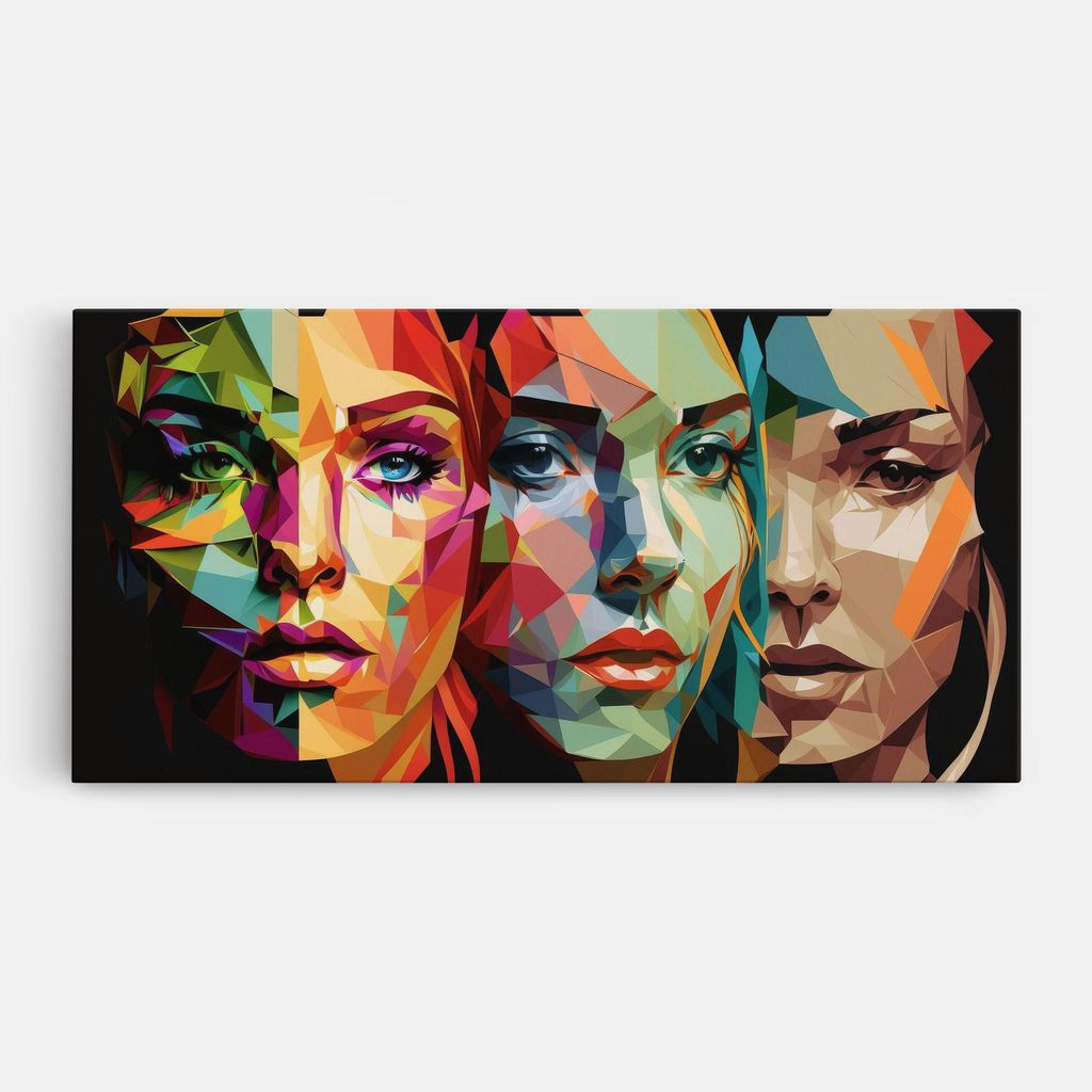 ARTHUB Leinwandbild 40x80 cm, Women Face Collage | Wohnzimmerdekoration, Hängende Bilder, Wanddekoration, Heimdekoration, Moderne, Collagen