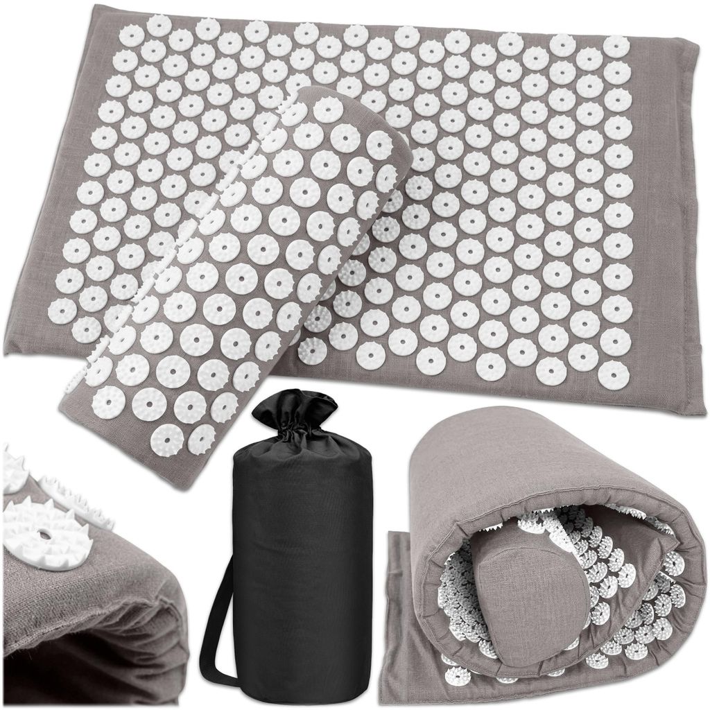 KRUMAD Akupressurmatte Set mit Kissen für Rücken und Nacken, inklusive Tasche, Stachelmatte zur Entspannung und Regeneration, Wellness Zuhause