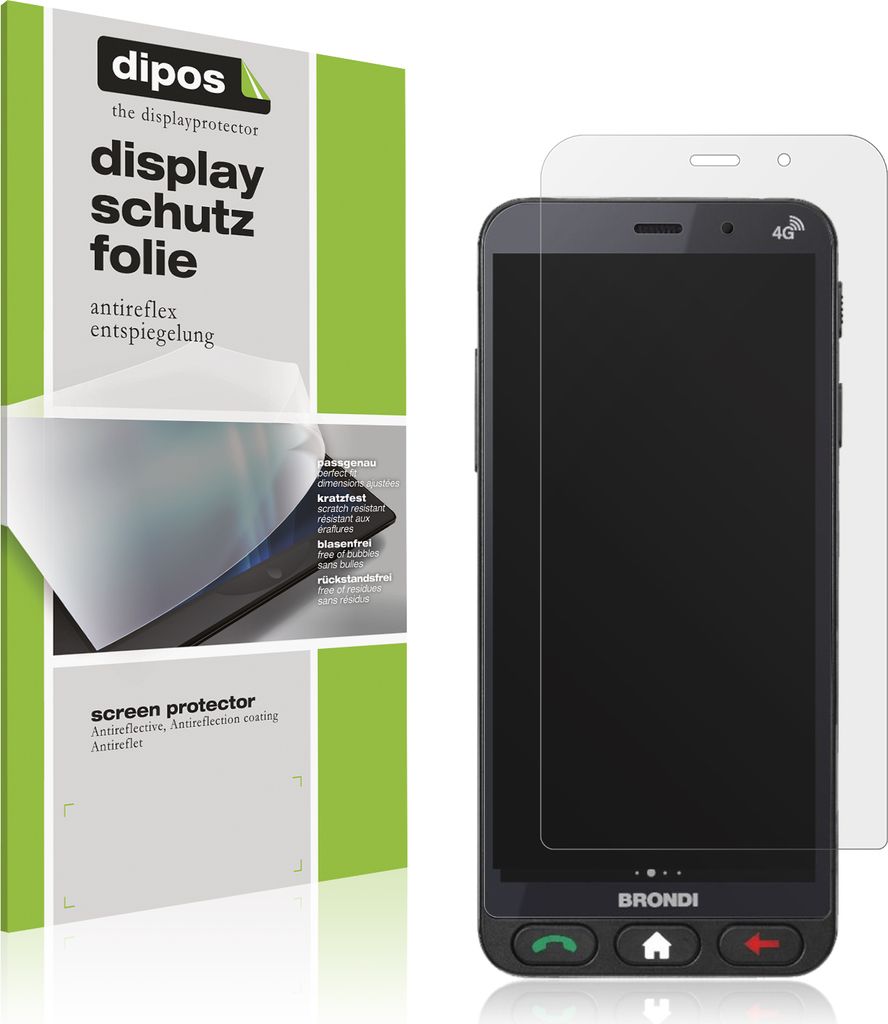 4x Schutzfolie für Brondi Amico Vero 4G matt Displayschutzfolie Folie Display Schutz dipos
