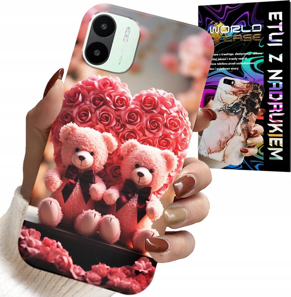 Hülle Für Xiaomi Redmi A2 - Rose Teddybär Familie Herz + Folie