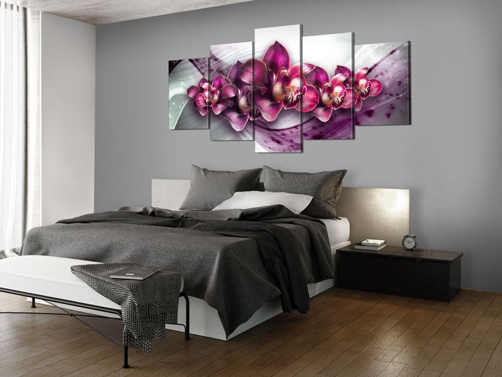 Akustikbild Blumen 200x100 cm 5-teilige Bilder Akustikschaum Hochleistungsschallabsorber Schallschutz Leinwand 5 tlg Wandbild Raumakustik Schalldä...