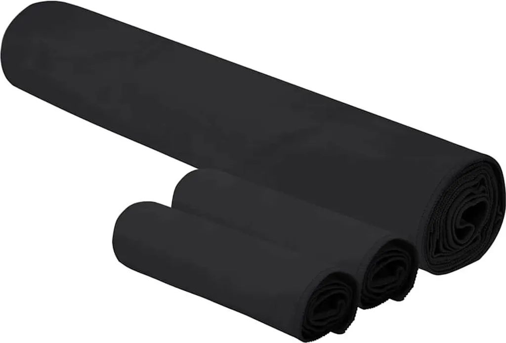 Asciugamani Palestra vidaXL 3 Pezzi | Set Microfibra Nero Professionale