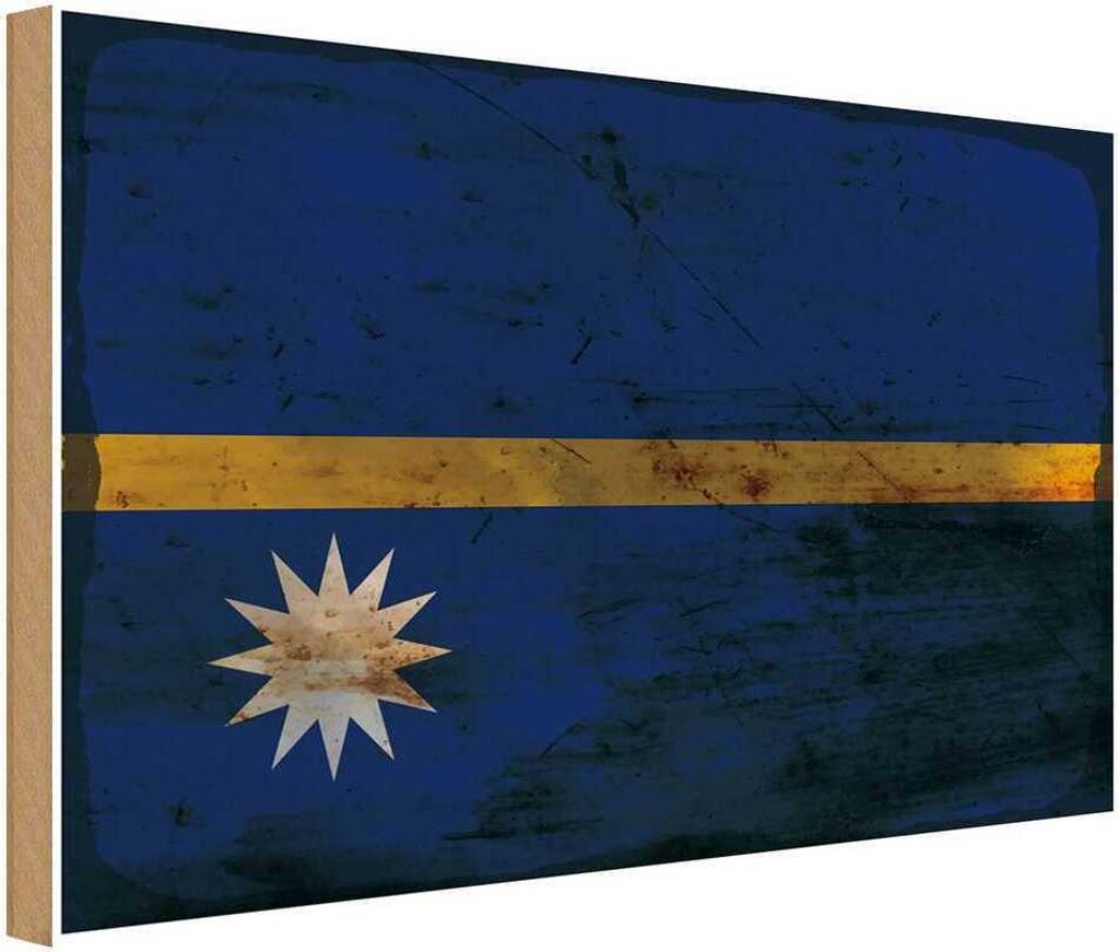 vianmo Holzschild 20x30 cm Nauru Rost Flagge Fahne Wappen