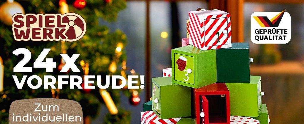 Adventskalender aus Holz, 25 Fächer, wiederverwendbar