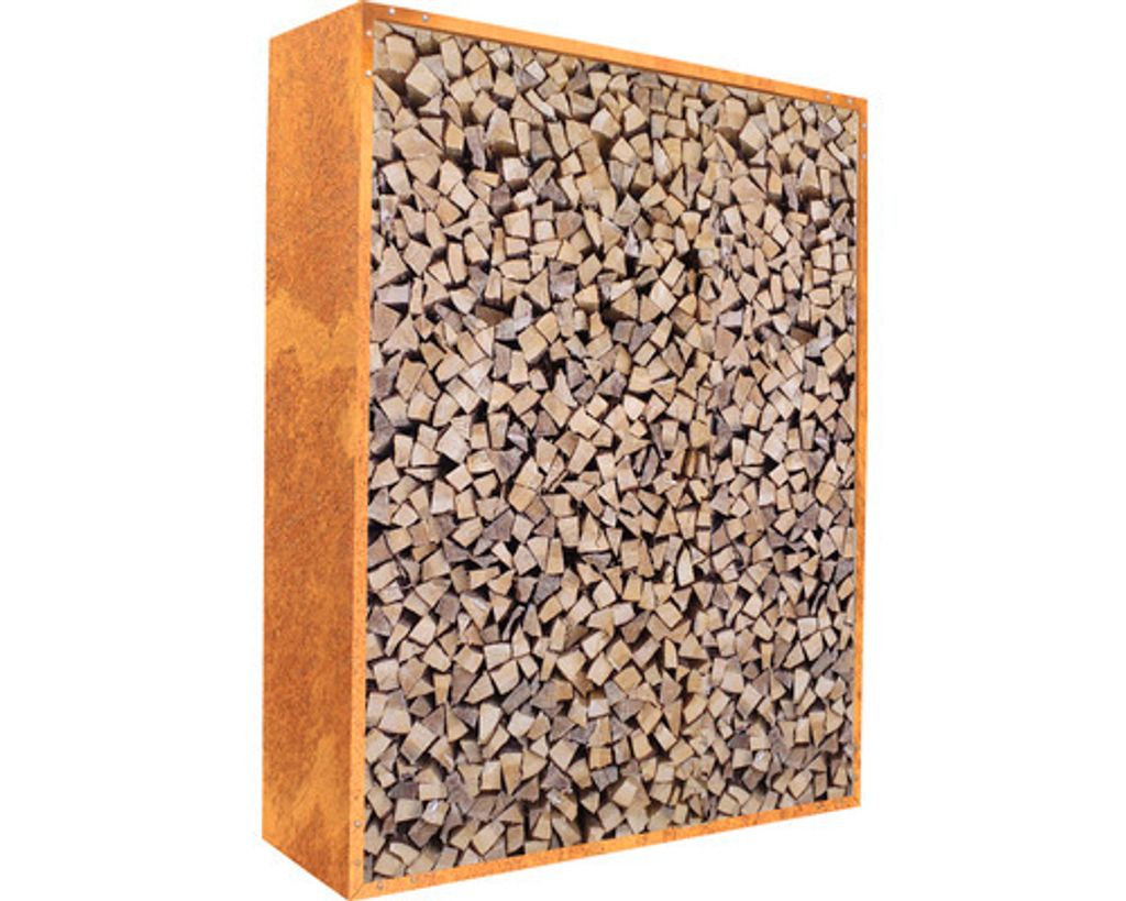 Kaminholzunterstand Palatino Corten mit Rückwand 100 x 40 x Produktbild 