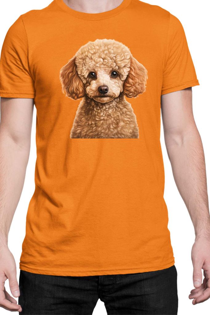 Herren T-Shirt Dogs Breeds Poodle Dog Breed 005, Man S / Orange
