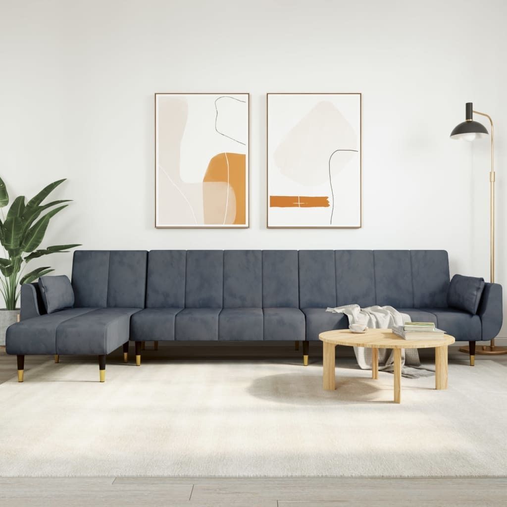 Möbel Schlafsofa in L-Form Dunkelgrau 275x140x70 cm Samt - Klassische Sofas 3157207