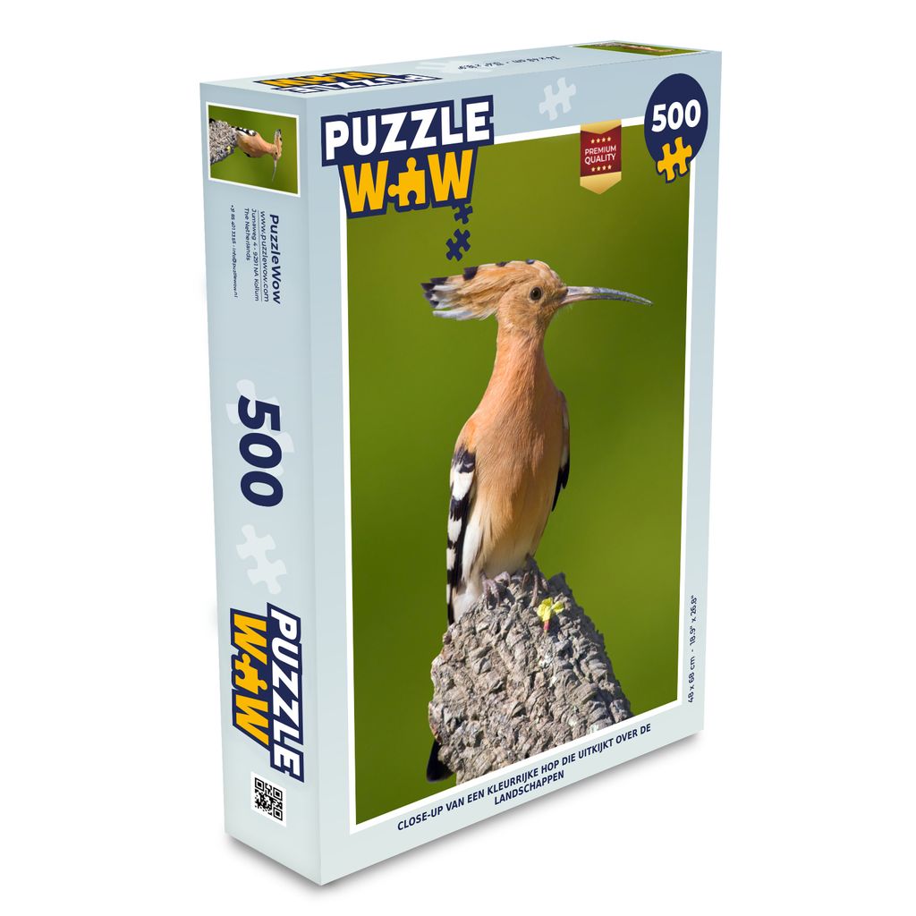 MuchoWow Puzzle 500 Teile Nahaufnahme eines farbenfrohen Wiedehopfs, der über die Landschaft blickt - Denken - Spiel - Toy