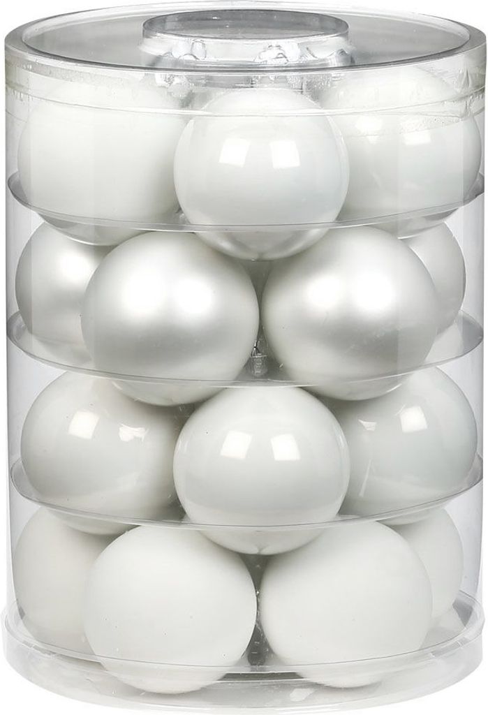 Weihnachtskugeln Glas 6cm, 20 Stück, Farbe:Just White-Mix ( Produktbild 1