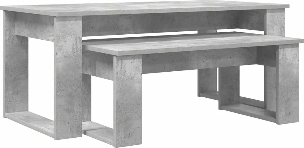 Table Basse en Bois Composite Gris Béton Durable - Lot de 2 Modules