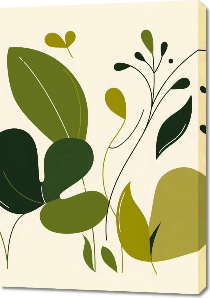 Quadro Foglie Verdi 70x100 cm | Tela Canvas Lavabile per Famiglie