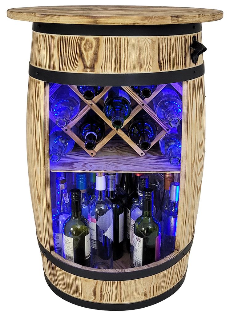 Bar Holztisch mit großer Platte Schankanlage mit LED RGB
