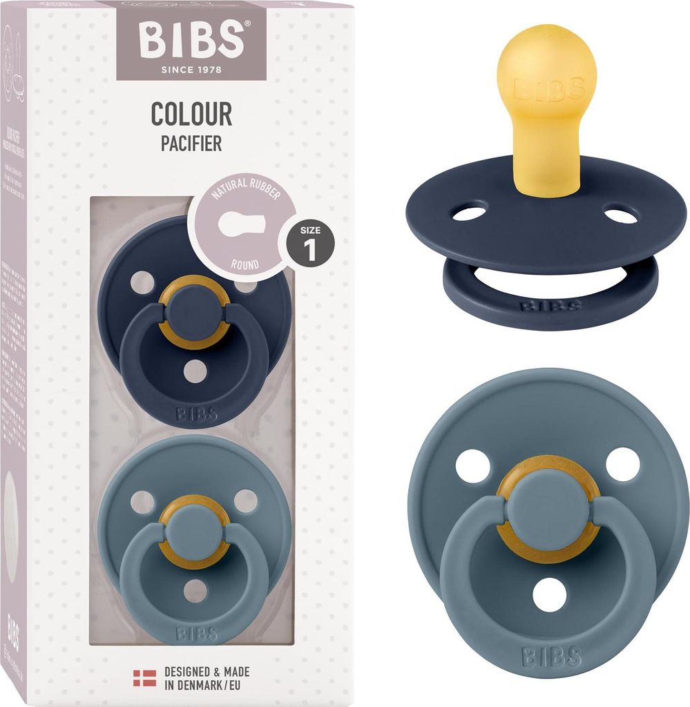 BIBS Colore succhiotti in gomma naturale 2 pezzi misura 1 Immagine del prodotto 