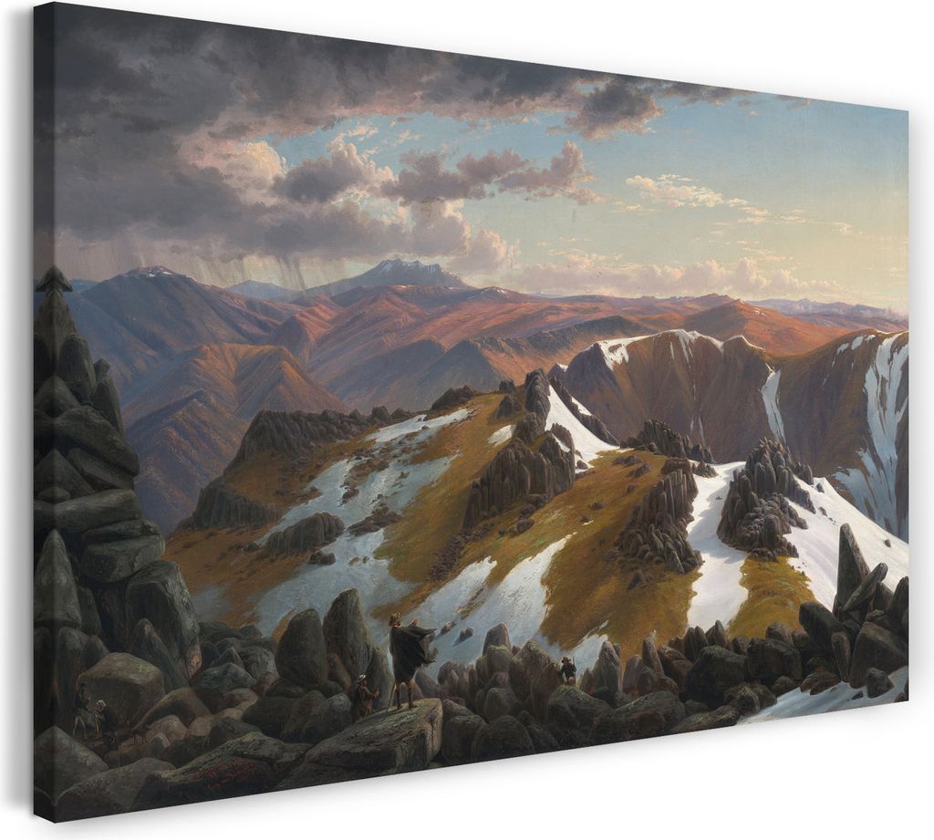 Leinwandbild (120x80cm): Eugene von Guérard - North-East View from the Northern Top of Mount Kosciusko, echter Holz-Keilrahmen inkl. Aufhänger, h...