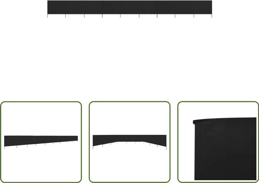Tessuto Frangivento Nero 1200x80 cm | Barriera 9 Pannelli per Giardino