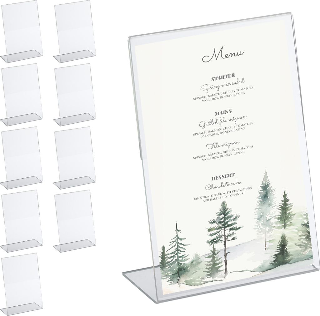 Relaxdays Tischaufsteller 10er Set, A5 Aufsteller, Produktbild 