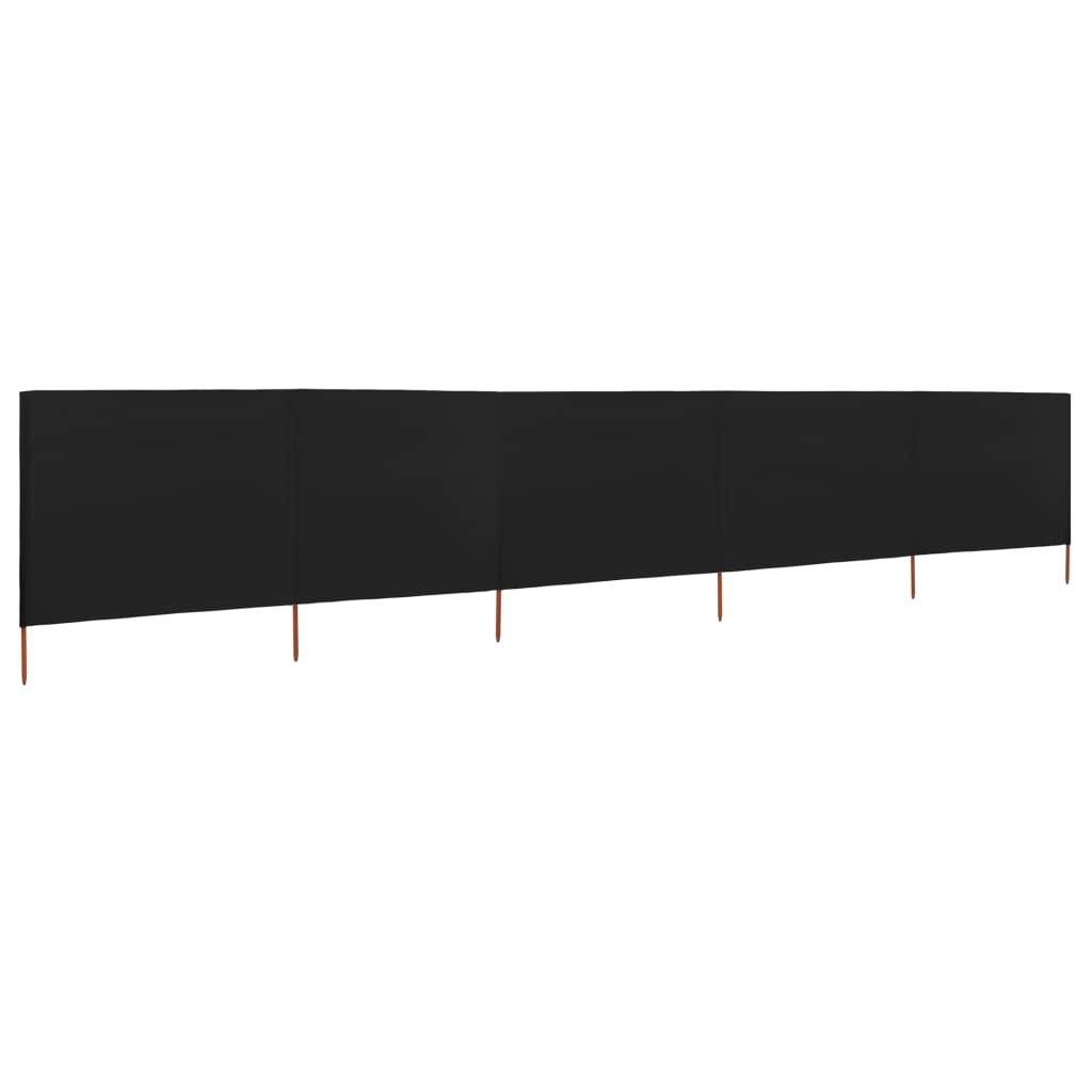 vidaXL 5-teiliges Windschutzgewebe 600 x 160 cm Schwarz Produktbild 