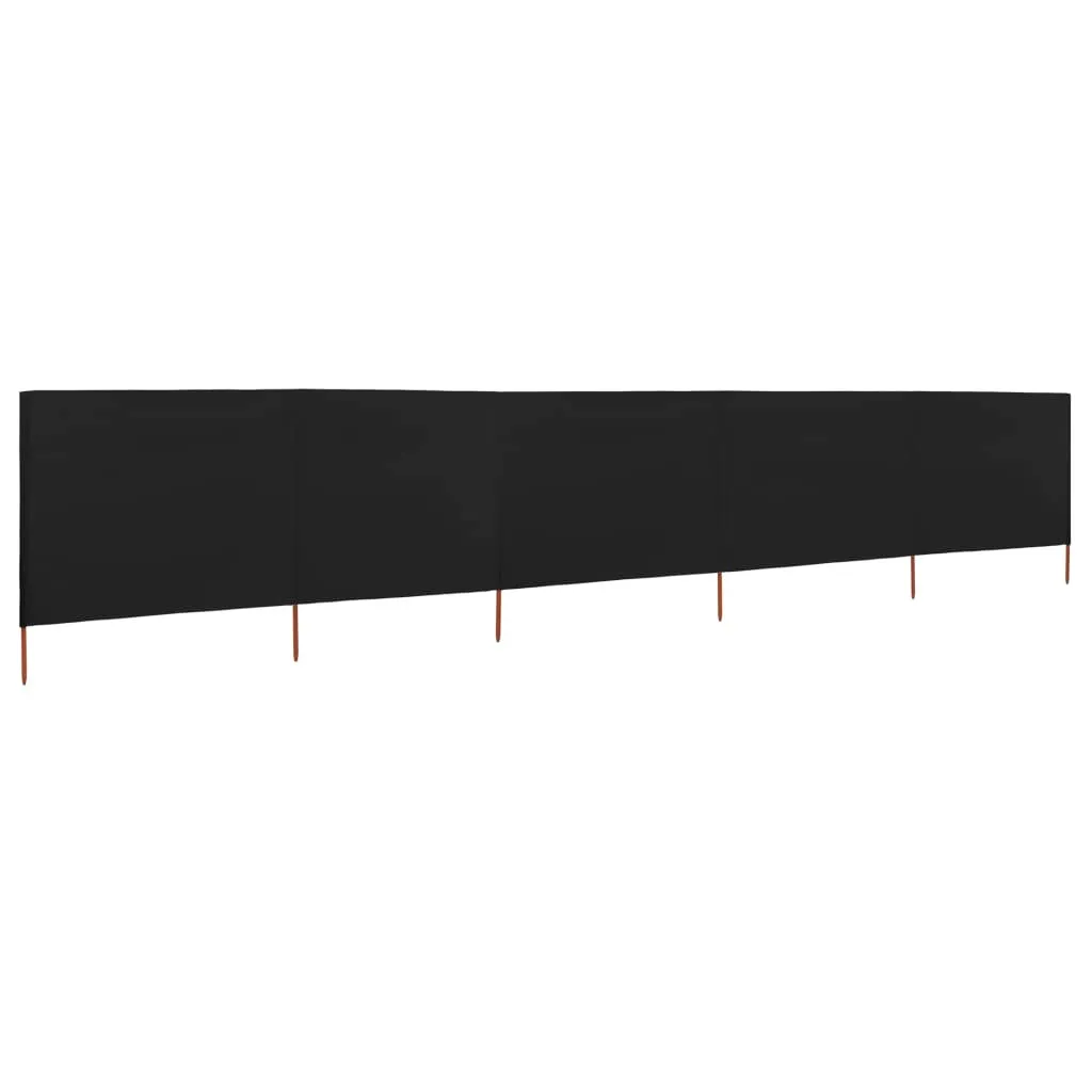 vidaXL Tissu brise-vent 5 pièces 600 x 120 cm noir pour jardin et balcon