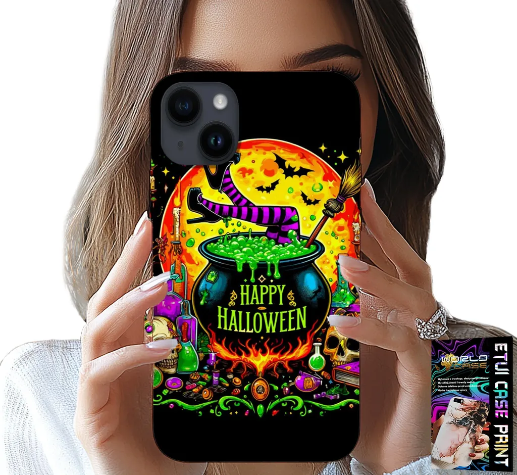 Offerta Cover iPhone 14 Plus Vetro Halloween Strega - Bacchetta Magica
