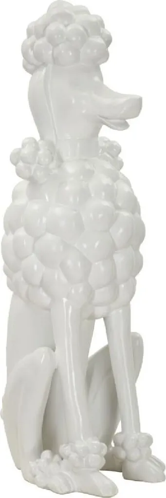Grande sculpture caniche blanc assis 61 cm design chic Mauro Ferretti