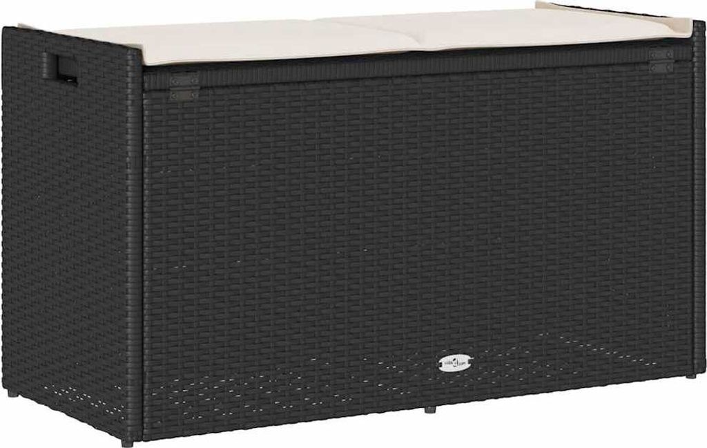 Outdoor-Sitzbank mit Stauraum und Kissen Schwarz 100 cm