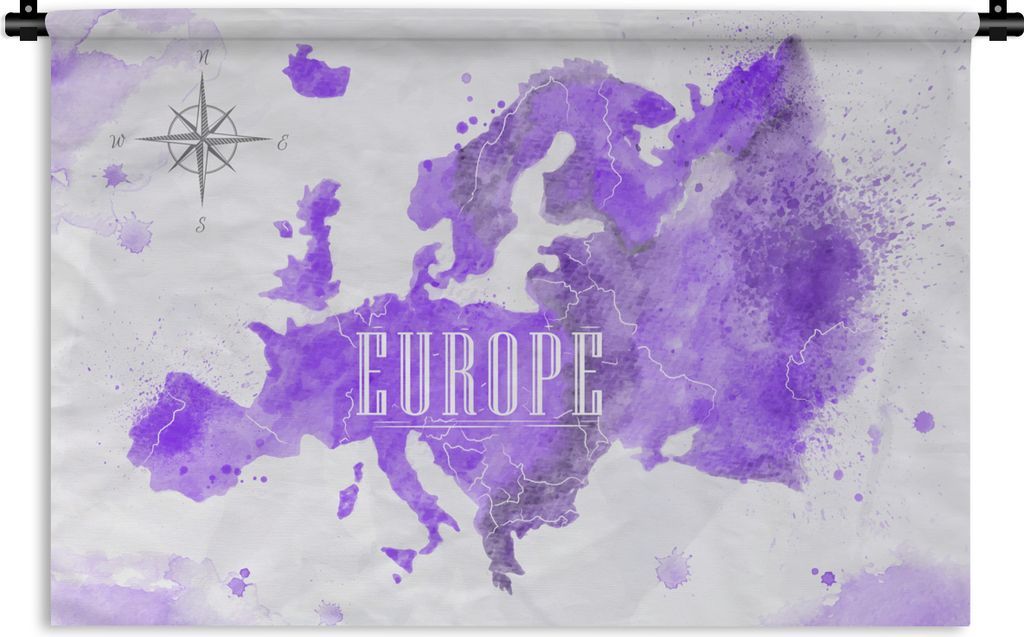 MuchoWow Wandteppich Wandbehang Europa - Weltkarte - Farbe 150x100 cm Tapisserie Dekoration Wandtuch - Waschbar - Tapisserien - Wand-Decke