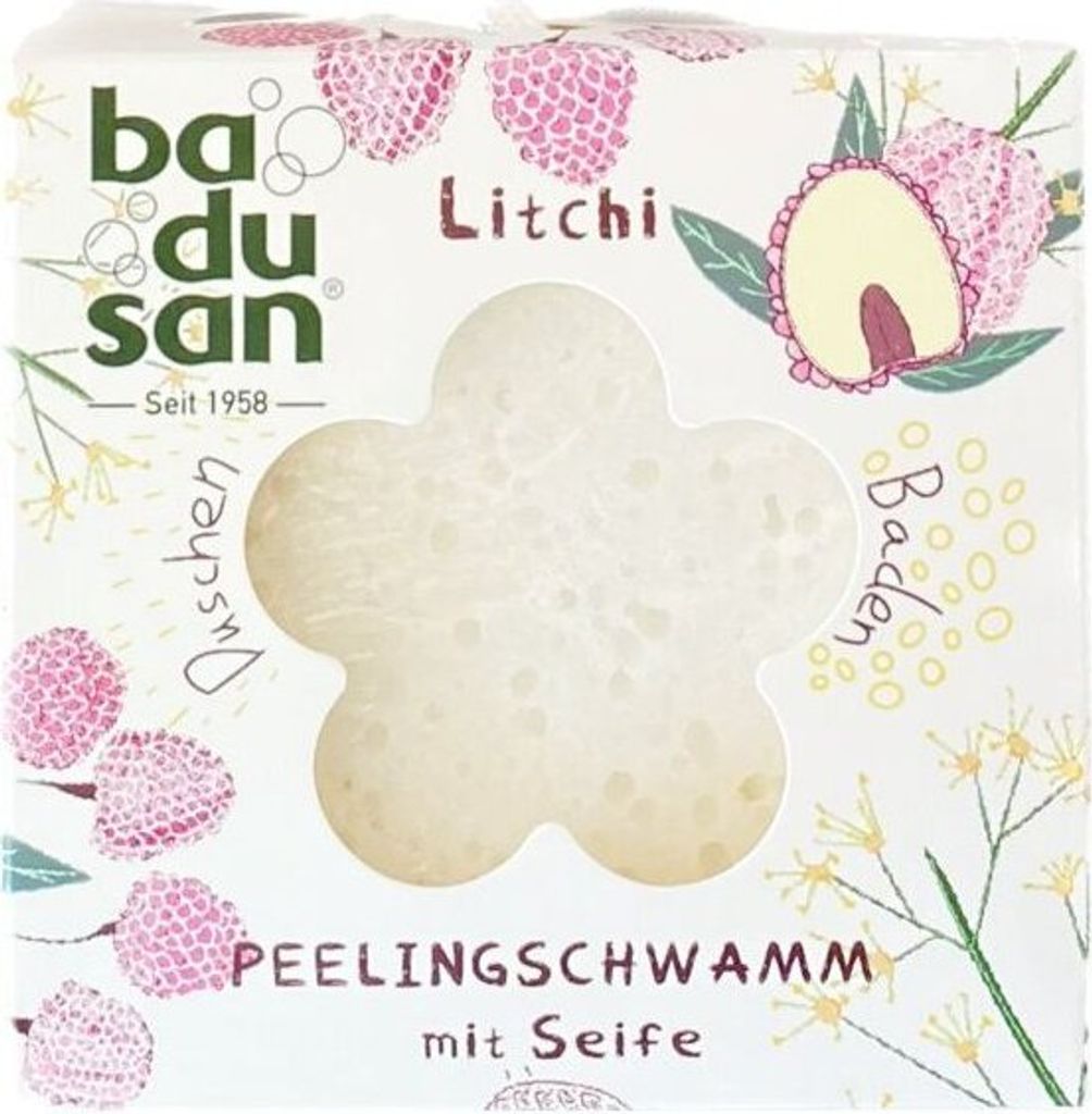 Peelingschwamm mit Seife Litchi