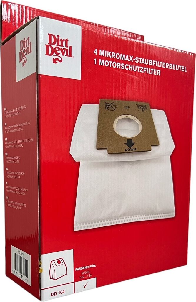 Dirt Devil 4 Staubsaugerbeutel + Motorschutzfilter für Produktbild 