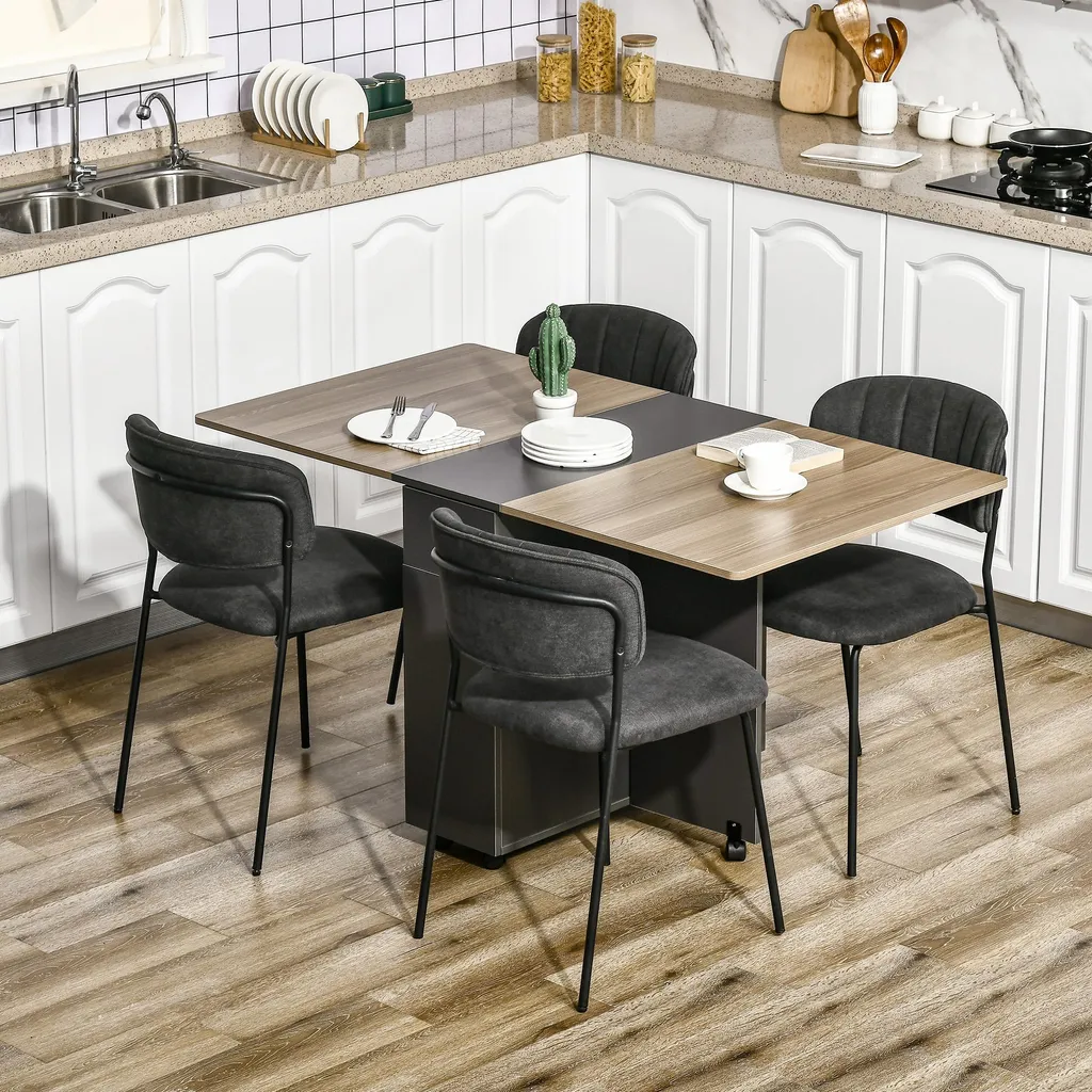 Table à manger modulable avec roulettes et placards de rangement 140cm - 3