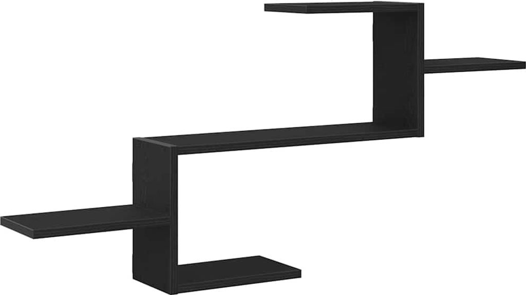 Wandregal Schwarz Eichen-Optik 104x15x49 cm Holzwerkstoff
