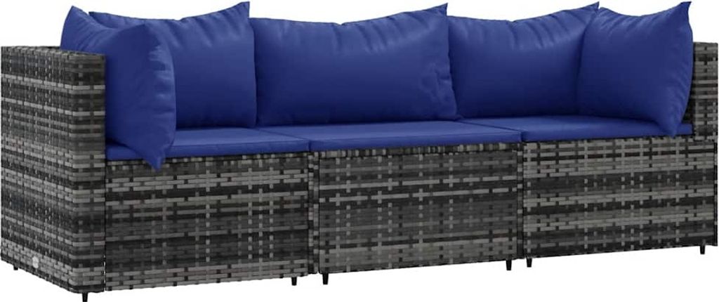 vidaXL 3-dielna záhradná obývacia súprava s vankúšmi Grey Obrázok produktu 