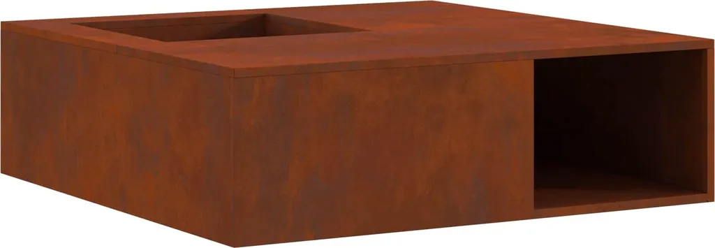 Braciere Esterno Minimalista 100x100 cm Acciaio Effetto Corten
