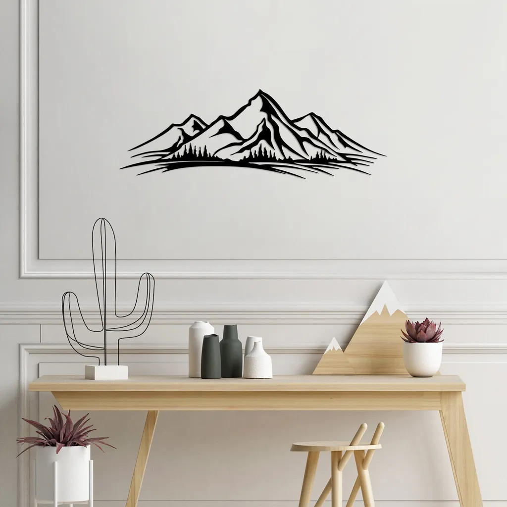 Décoration Murale Métallique 100% Acier Noir 70x23cm Épaisseur 1 mm Pur