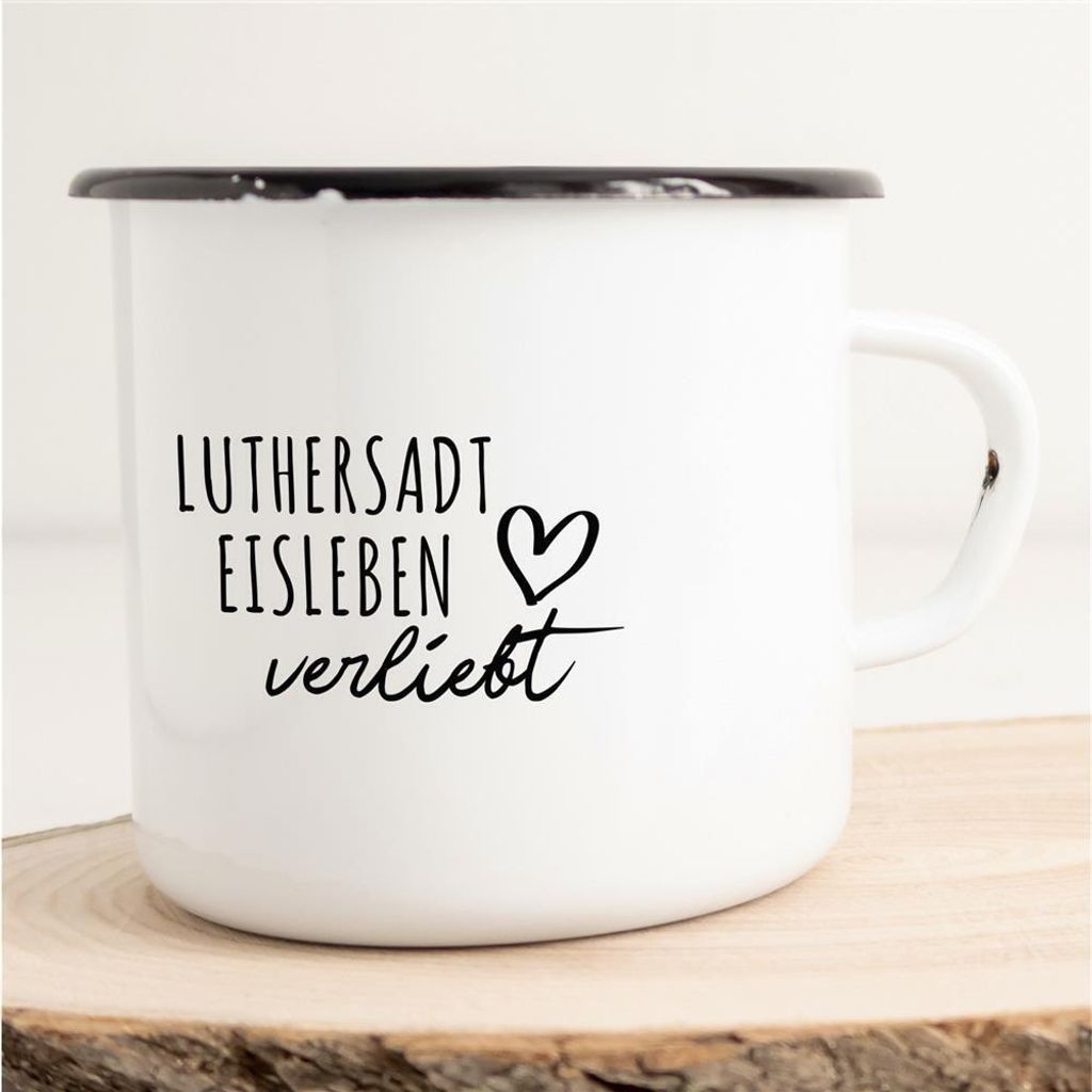 Huuraa Emaille Tasse Lutherstadt Eisleben  Geschenk Produktbild 