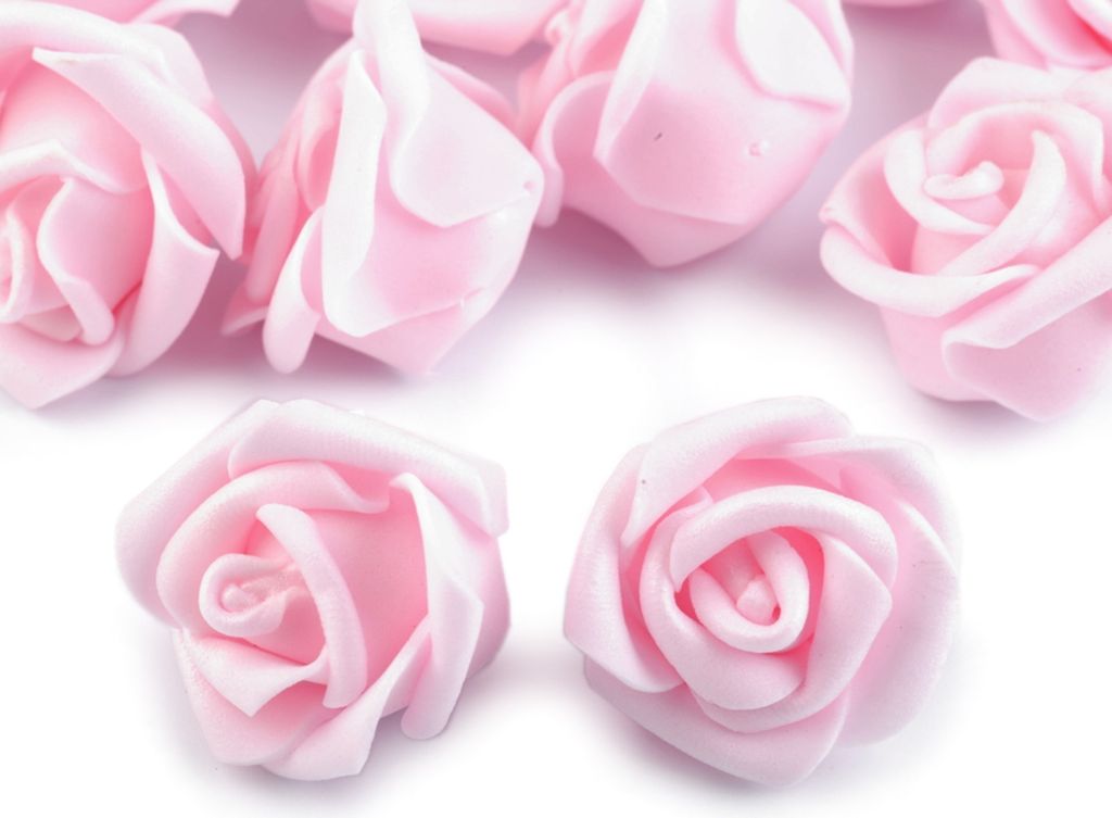 10 Deko-Rose Rosenblüte Rosenkopf 3-4cm Moosgummirosen Foamrosen Schaumrosen, Farbwahl, Farbe:rosa