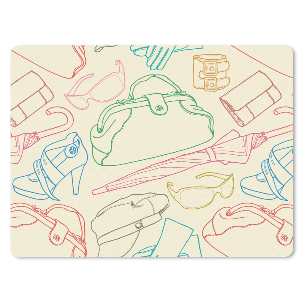 MuchoWow Mauspad Mousepad Pastell - Tasche - Kleidung - Schnittmuster 40x30 cm - Mousepads - Maus Mat - Pad - Mausunterlage - Anti Rutsch